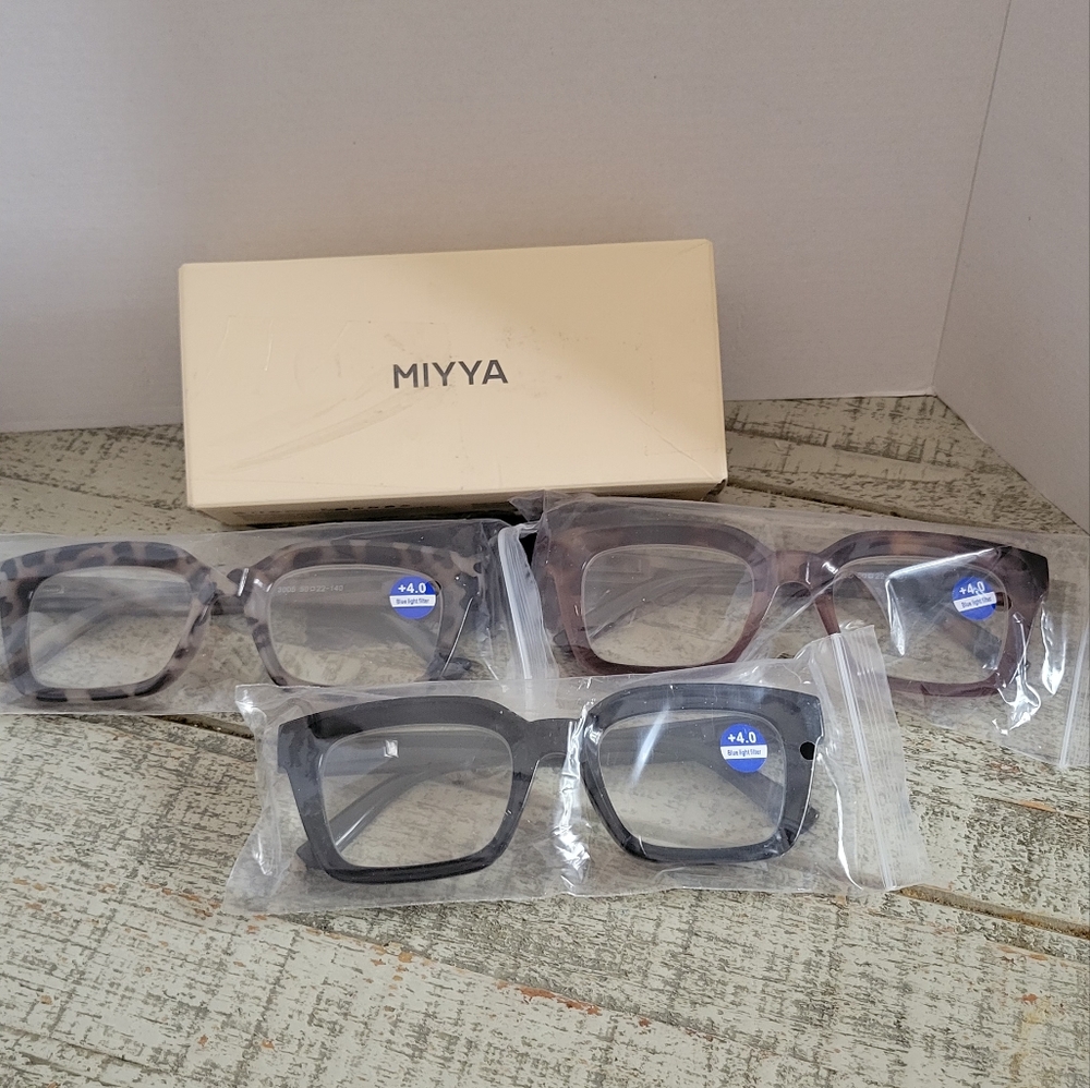 3 Pairs Of MIYYA Eyeglasses Set in Black and Brown 4.00